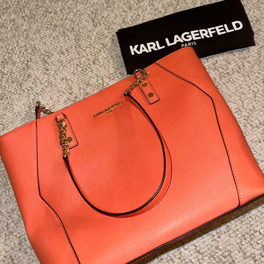 Karl Lagerfeld large orange tote